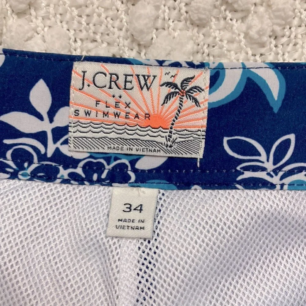 J. Crew Factory Men’s Pineapple Blue Hawaiian Print Flex Swimwear 9” Board Short